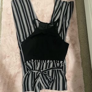 Black Stripped Jumpsuit